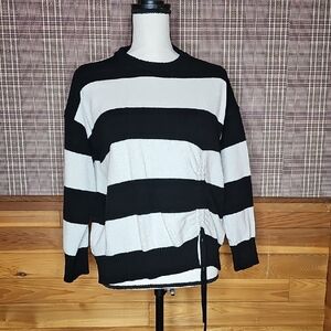 Striped Black and White Crewneck Sweater